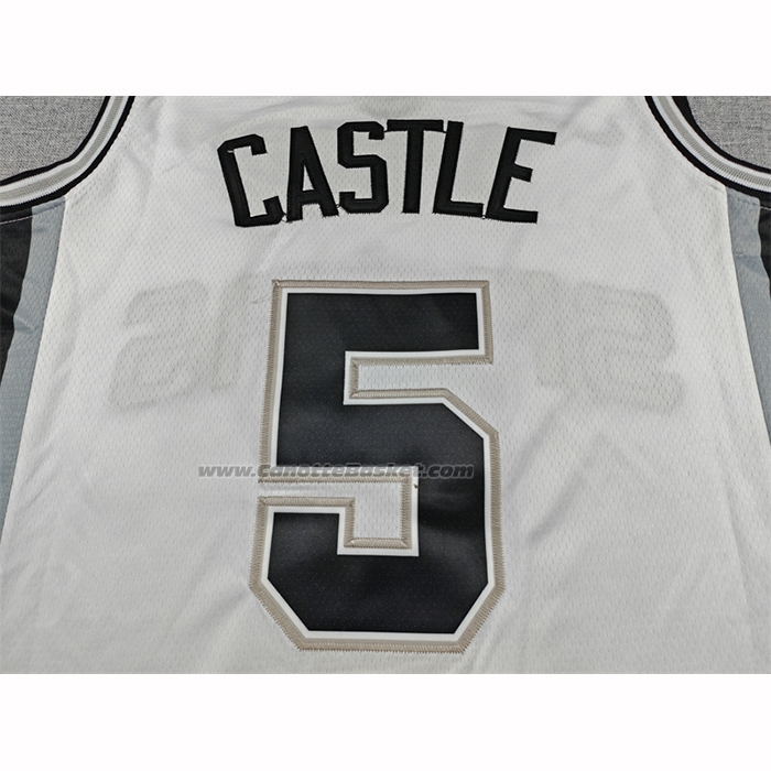 Maglia San Antonio Spurs Stephon Castle No 5 Association 2025-26 Bianco